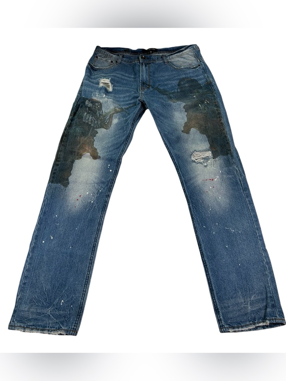 AKOO No Rivals Delinquent Jeans Men’s 38 Distressed Graphic Y2K Streetwear